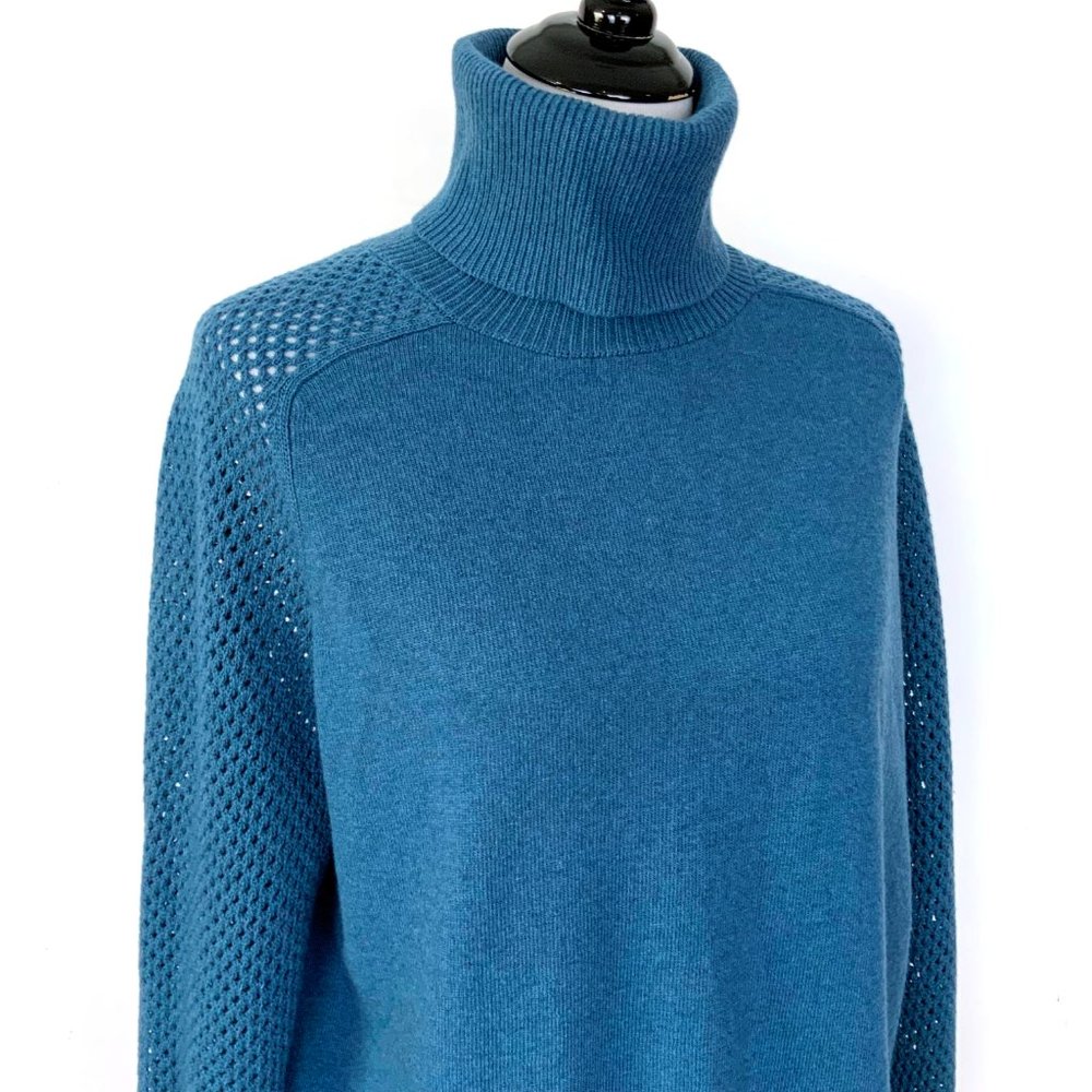 Theory Adalbert 100% Wool Open Knit Back Sweater Blue Sz M